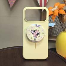 1pc Sweet Apple Shaped Magnetic Phone Grip, Adorable Illustrated Girl Design, Foldable Rotatable Phone Holder, Lovely Phone Decor - Multicolor - View 4