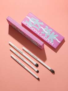 4Pcs Girls Heart Eyeshadow Brush Set, Soft Synthetic Bristles, Painted Handle, Eye Makeup Brushes Kit For Beginners Daily Eye Make-Up - White - View 6