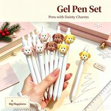 Cute Puppy Decorative Click Pen Set, Dog Retractable Ballpoint Pen, Beautiful Cute Writing Pen, Suitable For Journals, Notes, School And Office Stationery, Unique Desk Decoration, Ideal Gift For Students, Friends And Stationery Lovers - Puppy-themed Ballpoint Pen - View 2