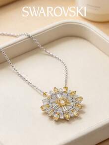 Swarovski Millenia 系列項鍊 5616535，閃耀黃色與白色水晶，鍍銠金屬，向日葵吊墜，鎖骨鍊，生日禮物，婚禮週年紀念禮物首選 - 彩色 - 查看 7
