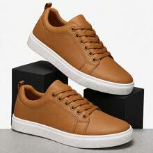 Tênis Masculino Sneaker Casual Social Confortável Sola Alta Leve Macio Estiloso Dia a Dia 2027 - Caramelo - Visão 2