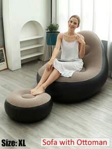Inflatable Sofa And Footstool Slouchy Chair, Foldable Portable Slouchy Sofa With Footstool, Inflatable Sofa Chair Suitable For Living Room, Bedroom, Outdoor, Balcony And Camping, Best Gift For Family: Most Comfortable Sofa - New Model - View 14