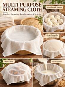 3/5pcs Reusable Washable Natural Color Cheesecloth, Durable Non-Stick Filtration Cloth, Smooth Texture, Suitable For Cooking, Baking, Cheese Making And Liquid Filtration, Kitchen Essential - Multicolor - View 4