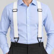 1pc Geometric Pattern Elastic Band Suspenders, 3-Clip, All Season, For Men - A - View 4