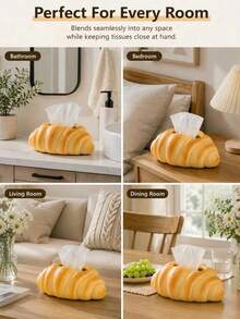1pc Realistic Bread-Shaped Tissue Box, Fun Pretzels/Toast Design, Suitable For 4.3 X 3.1In Tissue Size,Desktop Tissue Organizer,For Living Room,Bedroom,Kitchen,Office,Cafe,Bakery Creative Food-Themed Home Decor.Room Decoration, Christmas Gifts - Multicolor - View 8