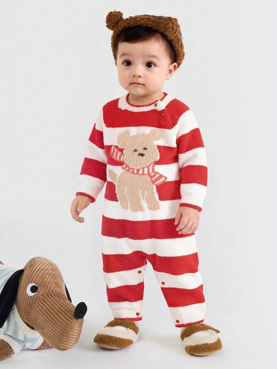 Balabala Baby Romper Newborn Infant Clothing Autumn Winter New Sweat Absorbent Crawler Fashion Cute - White and Red - View 1