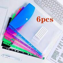 12pcs Colorful A4 Plastic File Folders, Expandable Folders With Button 11-Ring Binder Pockets, Visible File Labels, Moisture-Proof Material, Exam Papers, Office Documents, Resumes, Paper Storage,Back To School Season - Multicolor - View 14