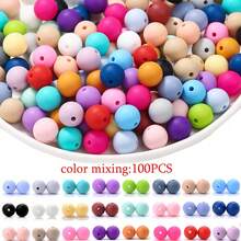 50-100pcs, 9mm/14mm/19mm Mixed Color Silicone Round Beads, DIY Bracelet Necklace Accessories Loose Beads - Multicolor - View 7