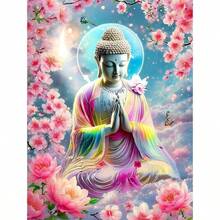 1PC DIY 5D Diamond Painting Kit Buddha Pattern - Round Full Diamond Art Mosaic Craft, Home Wall Decor, Frameless - No Frame - View 8