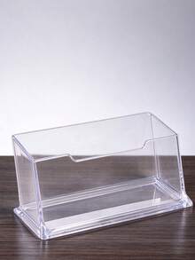 1pc High Transparency Acrylic Business Card Holder, Desktop Business Card Display Stand, Business Front Desk Card Storage Display Rack, Office Card Storage Box, Single Slot Card Holder, Office Desktop Card Display Box, Desktop Decor - Multi-color Style - View 3