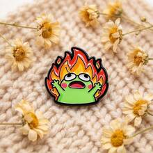 Funny Screaming Frog Enamel Pin, Cute Green Frog Surrounded By Fire Lapel Badge, Cartoon Meme Brooch For Backpack Jacket Hat, Fun Gift For Friends - Multicolor - View 7