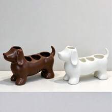 2/1pc Cute Minimalist Dachshund Shaped Bathroom Toothbrush Holder, Multi-Compartment Bathroom Countertop Storage Rack, Multi-Functional Sink Organizer For Electric Toothbrush, Toothpaste, Makeup Brushes - Multicolor - View 17