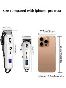 Kemei 2pcs Professional Electric Hair Clipper Set USB Rechargeable Cordless Trimmer KM-PG809A And KM-232 Men's Grooming Home Set White Series - White - View 4