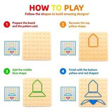 Geometric Sensory Board Toy, Pegboard Puzzle Game, Educational Shape Building Toy, Develops Children's Thinking, Spatial Orientation, Creativity And Imagination. - Multicolor - View 7