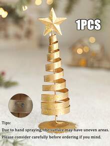 3pcs/Set 20cm Shiny Gold Christmas Tree Desktop Decor, Five-Pointed Star Christmas Tree Ornament, Suitable For Desk, Fireplace Mantel, Holiday Party, Winter New Year, Room, Living Room, Home DIY Decoration - Gold - View 10