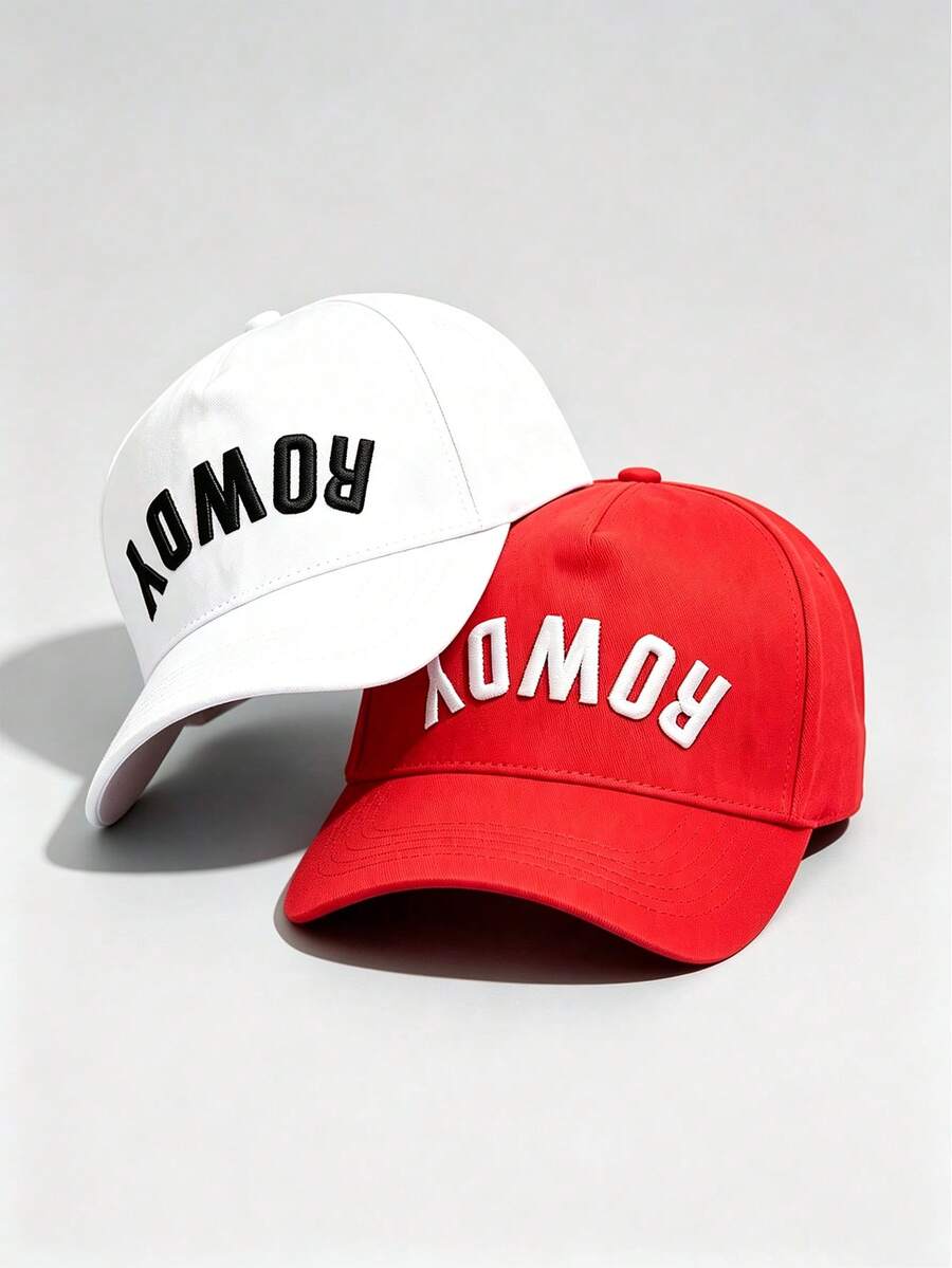 1件中性款「ROWDY」刺繡棒球帽，可調節設計，防曬帽，適合徒步、登山、旅行與戶外活動