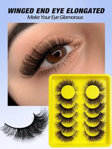 Sibeuna 6 Pairs Of New Fox/Cat Eye False Eyelashes, Create Captivating Makeup, Naturally Curled And Lengthened, Sexy Lashes To Enhance Your Charm. - Black - View 2