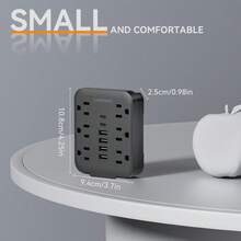 1pc 12-In-1 Power Strip With 4 USB-A Ports, 2 Type-C Ports And 6 AC Outlets. 110V-130V, A-Type Wall Socket, Portable For Home, Office And Travel - US B Type Plug(110-127V) - View 3