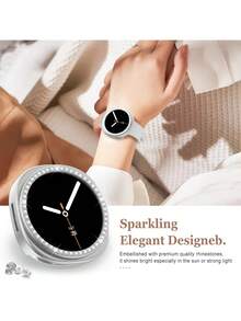 3 Packs Bling Glitter Bumper Case Diamond Frame Shell Compatible With Samsung Galaxy Watch 8/9 40mm 44mm Sparkling Electroplated Rhinestone Ultra-Thin Hard PC Hollow Protective Cover For Galaxy Watch 8/9 44mm 40mm Watch Unisex - 3 Pieces - View 4