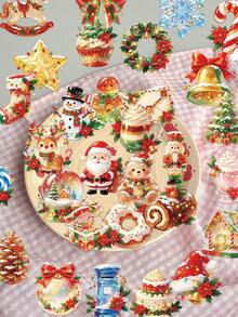 50pcs Christmas Dessert Stickers For Planner, Diary, Notebook, Tablet, Scrapbook, Planner, Greeting Card, Envelope, Water Bottle, Phone Decoration, Party Gift - Multicolor - View 3