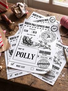 Personalized Christmas Theme Labels Stickers, Christmas Mailing Labels, Santa Claus Style Shipping Labels, Santa Claus & Reindeer Pattern Labels; Suitable For Christmas Gift Shipping, Christmas Gift Packaging Decoration, And Various Holiday Gift Boxes, Gift Bags Or Party Gift Decoration Stickers. - Multicolor - View 3
