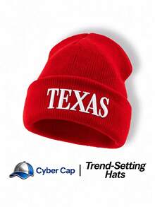 1pc Funny Letters TESAS Embroidered Knit Beanie, Y2K Streetwear Style Warm Unisex Knitted Hat - Multi-color - View 4