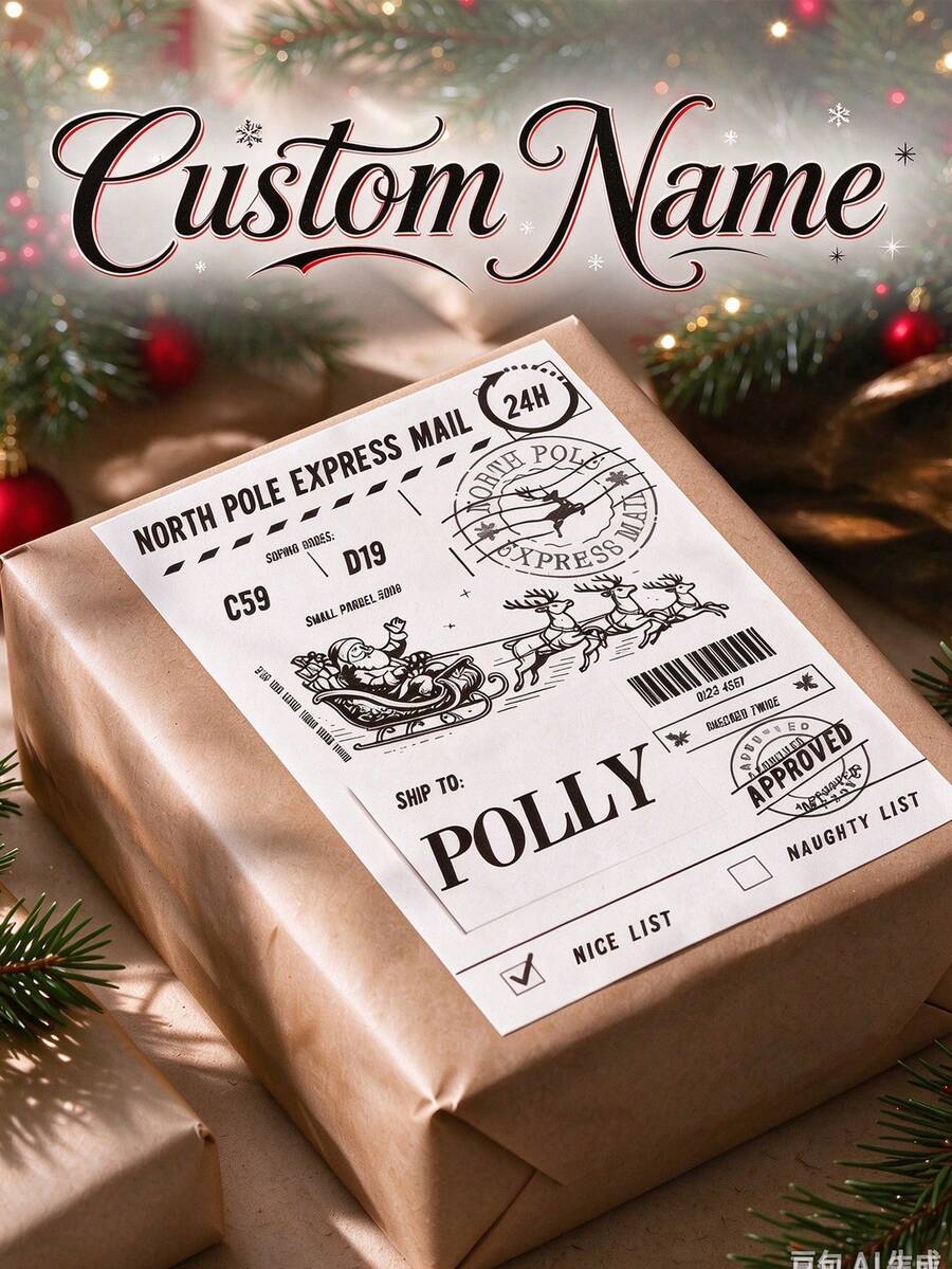 Personalized Christmas Theme Labels Stickers, Christmas Mailing Labels, Santa Claus Style Shipping Labels, Santa Claus & Reindeer Pattern Labels; Suitable For Christmas Gift Shipping, Christmas Gift Packaging Decoration, And Various Holiday Gift Boxes, Gift Bags Or Party Gift Decoration Stickers. - Multicolor - View 1