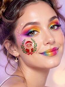 6pcs Christmas Glitter Tattoo Stickers - Multicolor - View 5