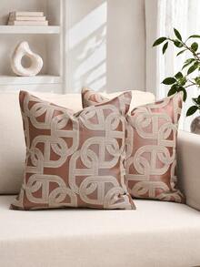1 Piece Luxury Decorative Throw Pillow Cover Set, Textured Geometric Square Design, Suitable For Sofa, Living Room, Bedroom, Farmhouse, Also As Gifts - Taupe-beige - View 6