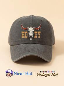 1pc Printed Vintage Washed Men's Baseball Cap With "Bull Head HODY", Lightweight Comfortable Adjustable Multi-Functional Baseball Cap, Unisex Trucker Hat Suitable For Daily Wear, Outfit, Holiday Party And Other Occasions - A - View 15