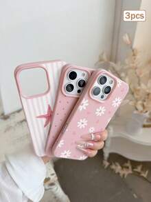 3件組條紋印花 TPU 防震全包覆精準保護殼，適用於 Apple 11/12/13/14/15/16/16Pro/16ProMax/17/17pro/17ProMax/18pro/18ProMax - 彩色 - 查看 5