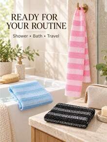1pc African Style Matte Mesh Bath Towel Set, Long Bath Sponge, Back Exfoliating Scrub Cloth, Suitable For Cleaning Back Skin During Bathing, Unisex - Multicolor - View 8