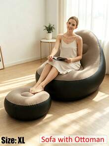 Inflatable Sofa And Footstool Slouchy Chair, Foldable Portable Slouchy Sofa With Footstool, Inflatable Sofa Chair Suitable For Living Room, Bedroom, Outdoor, Balcony And Camping, Best Gift For Family: Most Comfortable Sofa - New Model - View 21