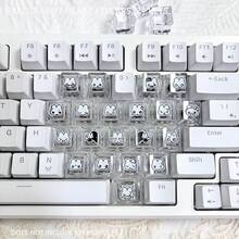 Pixel Rabbit Heart Keycaps 21 Keys DIY Cute Transparent Light-Transmitting PC Material Original Height Compatible With Mechanical Keyboards - View 5