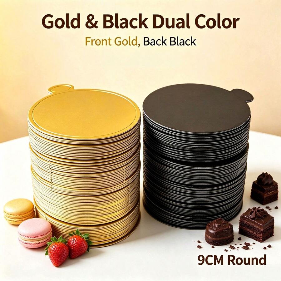 50/100pcs Gold Mini Cardboard Cake Bases, Gold Paper Cupcake Trays ...