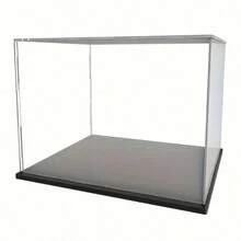 1pc Transparent Acrylic Display Box, Multiple Sizes, Plastic Assembly Dust-Proof Display Box With Matte Black Base, Suitable For Action Figures, Collectibles, Souvenirs, Statues, Models - A - View 1