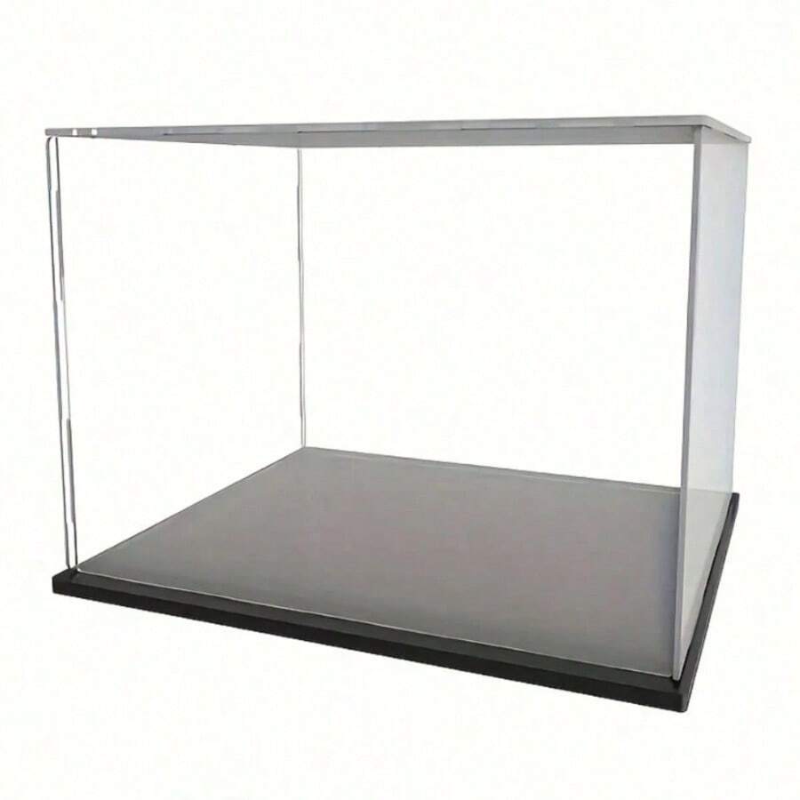 1pc Transparent Acrylic Display Box, Multiple Sizes, Plastic Assembly Dust-Proof Display Box With Matte Black Base, Suitable For Action Figures, Collectibles, Souvenirs, Statues, Models - A - View 1