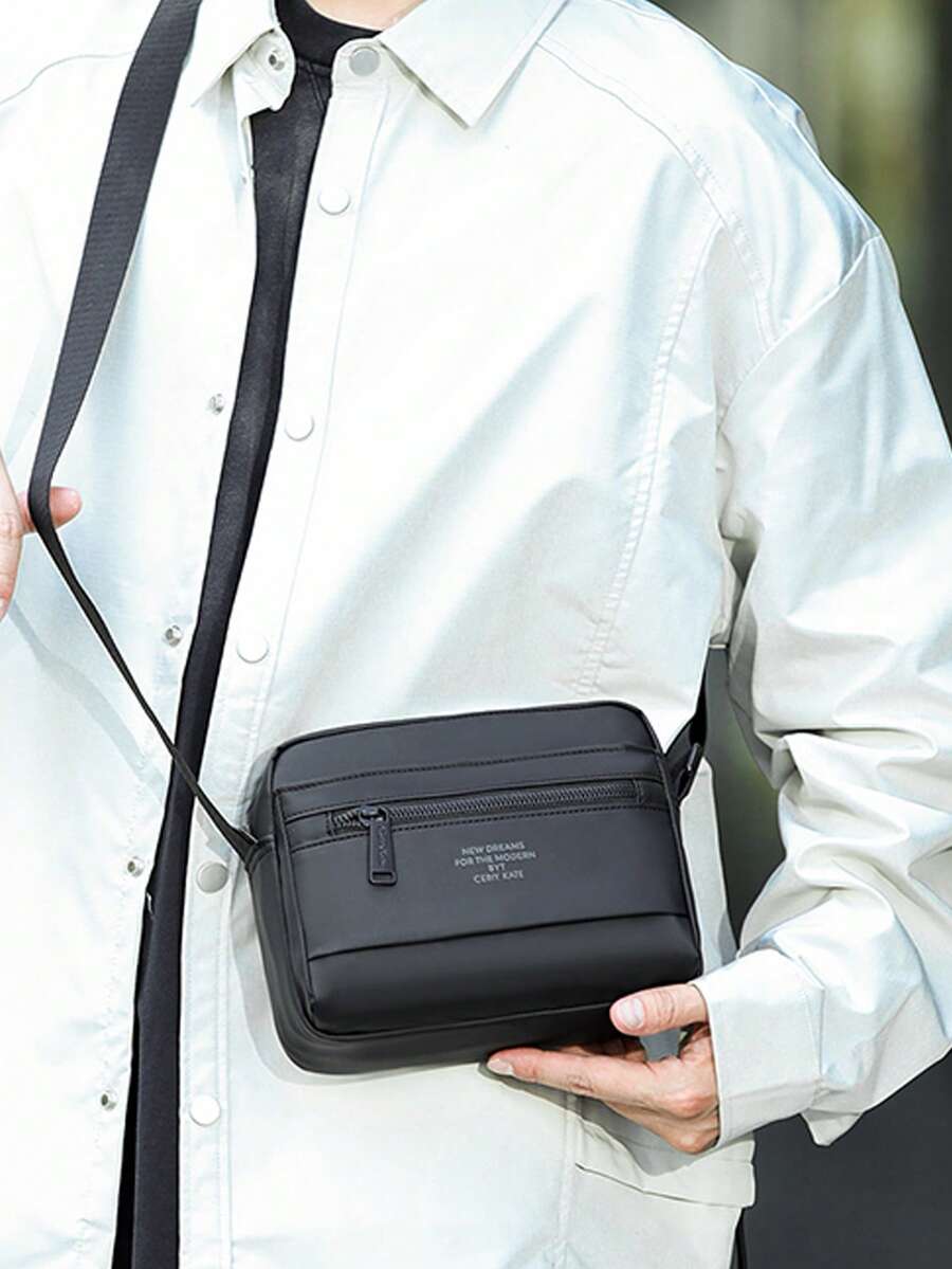 New Solid Color Oxford Fabric Men's Business Casual Horizontal Small Square Crossbody Bag Shoulder Bag Phone Bag