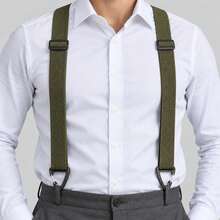 1pc Solid Color Elastic Strap Suspenders 4-Clip All Season Men's - A - View 6