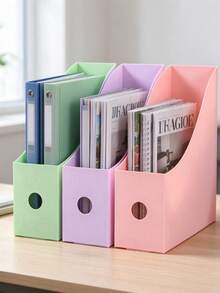 Magazine File Holder, PP Desktop File Organizer, Slanted Opening Document Storage Rack With Carry Hole, A4 Paper Magazine Book Sorter, Desk Stationery Storage Bin For Home Office School - A - View 1