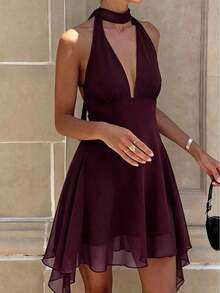 Women Long Dresses - Red Violet - View 3