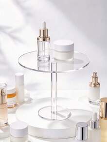Clear Round Acrylic Display Stand, Desktop Riser Shelf, Cupcake Dessert Display Stand, Makeup Perfume Jewelry Storage Rack, Vanity Bathroom Kitchen Boutique Party Multi-Purpose Display Stand - Clear - View 4