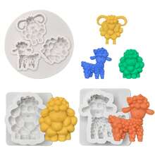 1pc Cartoon Style Animal Sheep Shaped Flat Relief Pattern DIY Handmade ...