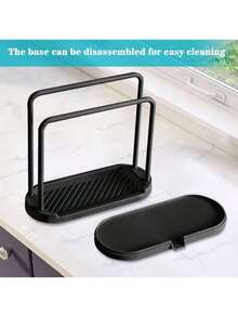1 Kitchen Sink Caddy, Drain Pan, Sponge And Dishcloth Holder, Countertop Cleaning Brush And Scouring Pad Storage Solution, Space-Saving Multi-Functional Sink Organizer Basket, Black - One Size - View 5