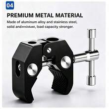 Trípode de cámara con abrazadera súper de 360°, con cabezal de bola mini y clip de liberación rápida con tornillo de 1/4" apto para cámara DSLR y trípode - Ver 4