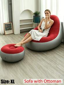 Inflatable Sofa And Footstool Slouchy Chair, Foldable Portable Slouchy Sofa With Footstool, Inflatable Sofa Chair Suitable For Living Room, Bedroom, Outdoor, Balcony And Camping, Best Gift For Family: Most Comfortable Sofa - New Model - View 18