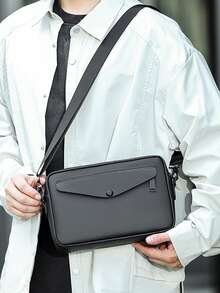 Men's Business Casual Colorblock Crossbody Bag, Waterproof Multifunctional Messenger Bag - Multicolor - View 2