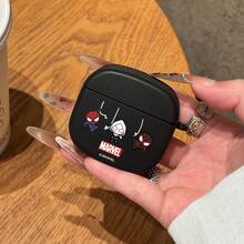 Miniso Marvel Spider-Man Plaid Bluetooth Earphone Protective Case Compatible With AirPods 1/2/3/4/5/AirPods Pro/Pro 2 Cute Cartoon Earphone Case - Black - View 1