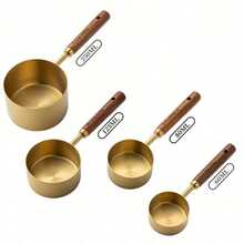 Measuring Cups & Spoons Set, 9Pcs Gold Stainless Steel With Wooden Handle, Dry & Wet Measuring Tools For Kitchen Baking Cooking - Gold - View 14
