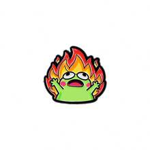 Funny Screaming Frog Enamel Pin, Cute Green Frog Surrounded By Fire Lapel Badge, Cartoon Meme Brooch For Backpack Jacket Hat, Fun Gift For Friends - Multicolor - View 14